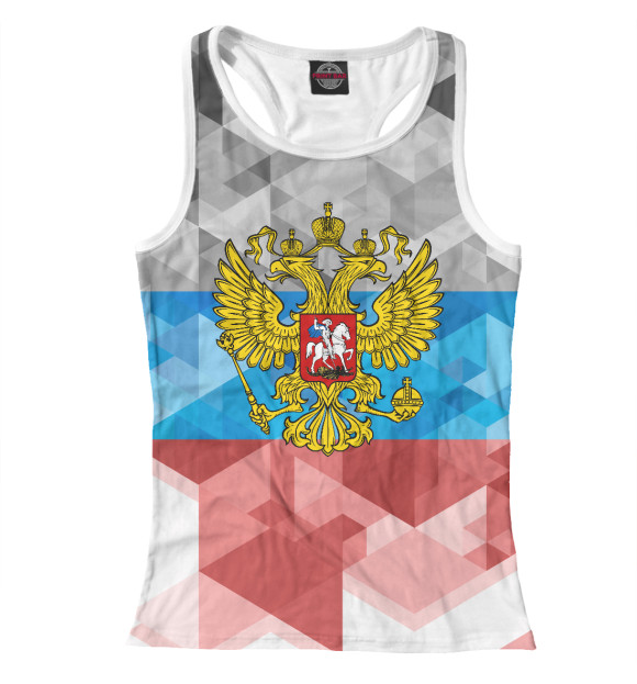 Женская майка-борцовка с изображением Герб Триколор цвета Белый