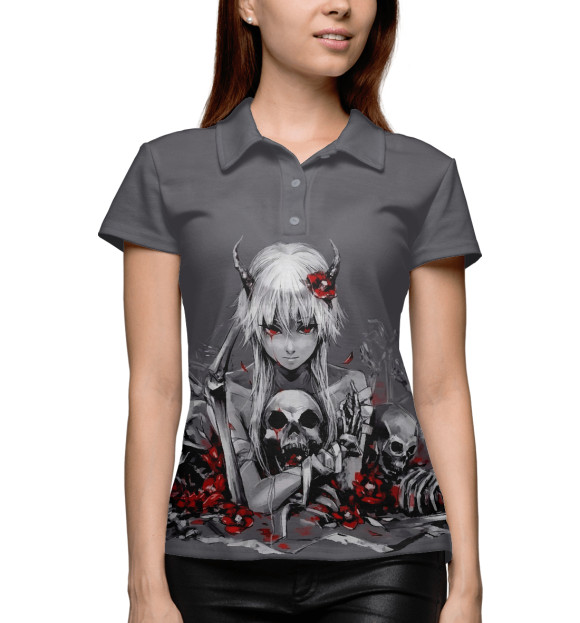 Женское поло с изображением Цветок граната цвета Белый