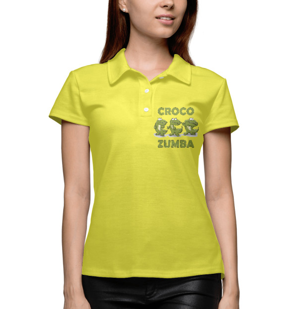 Женское поло с изображением Croco zumba цвета Белый