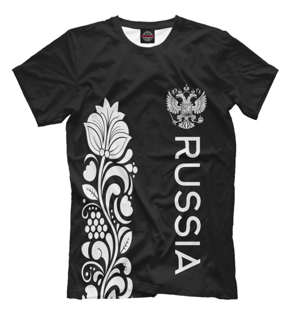 Мужская футболка с изображением Russia цвета Черный