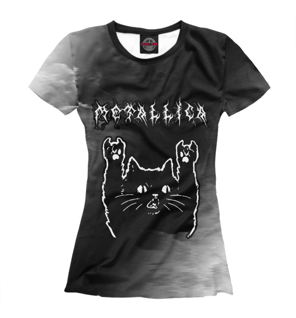 Женская футболка с изображением Metallica - Рок Кот цвета Белый