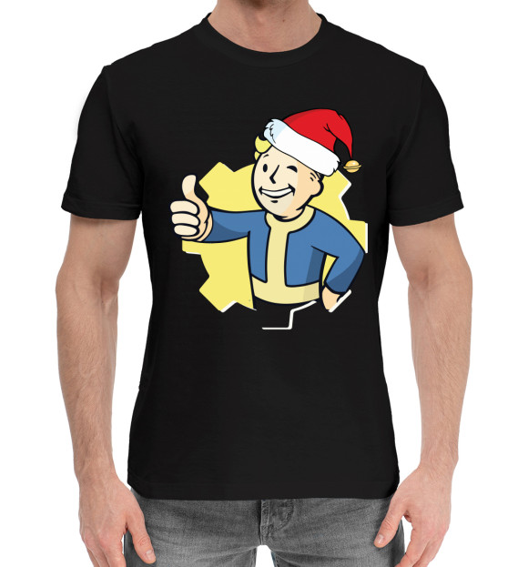 Мужская хлопковая футболка с изображением Fallout цвета Черный