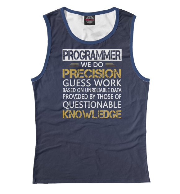 Женская майка с изображением PROGRAMMER цвета Белый