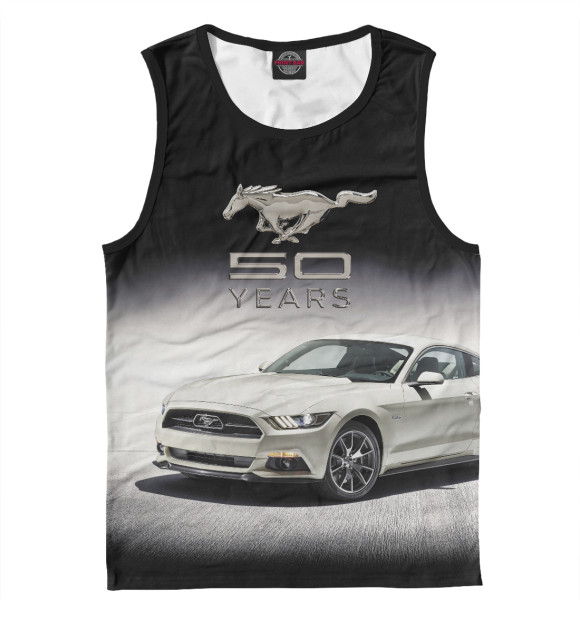 Мужская майка с изображением Mustang 50 years цвета Белый