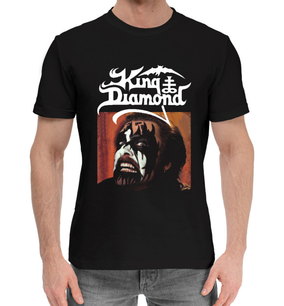 Мужская хлопковая футболка с притом King diamond цвета Черный Мужская хлопковая футболка с изображением King diamond цвета Черный