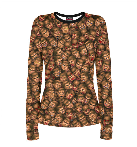 Женский лонгслив с изображением Doomguy Classic цвета Белый