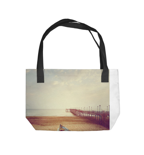 Пляжная сумка с изображением Лодка на песке цвета 