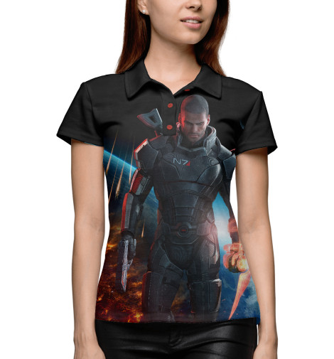 

Поло Print Bar, Белый, Mass Effect — Шепард