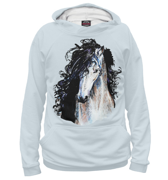 Женское худи с изображением Лошадь нежность цвета Белый