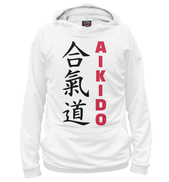 Женское худи с изображением Aikido цвета Белый