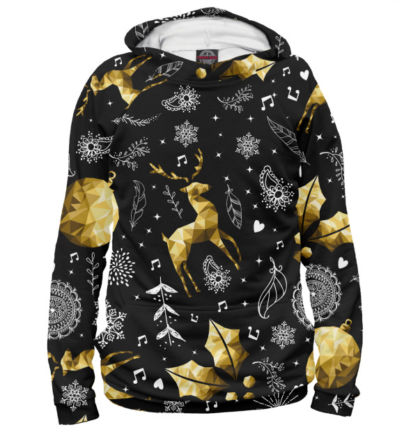 Женское худи с изображением Новый год цвета Белый