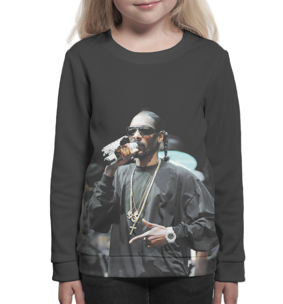 Свитшот для девочек с изображением Snoop Dogg цвета Белый