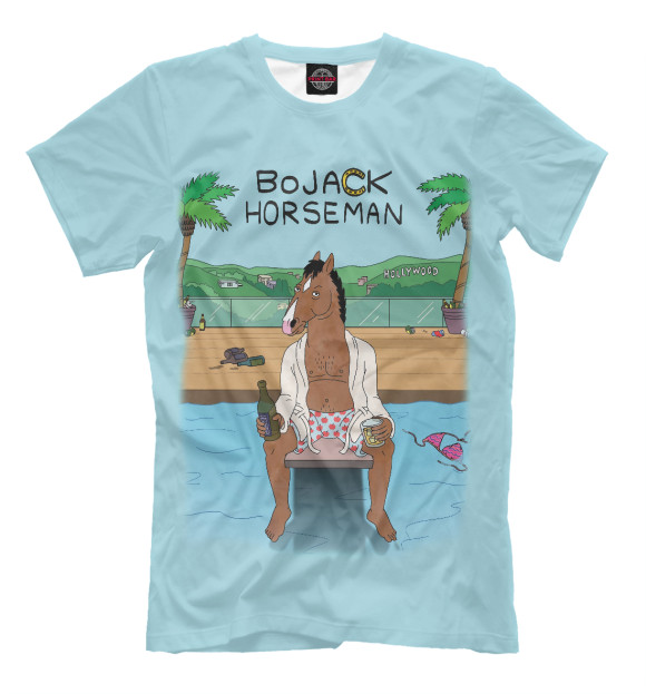 Мужская футболка с изображением Конь БоДжек цвета Бежевый