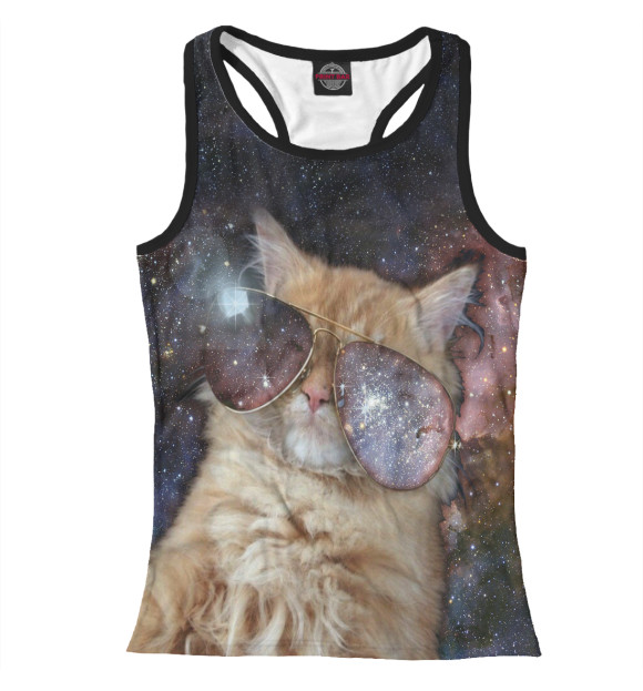 Женская майка-борцовка с изображением Космокот цвета Белый