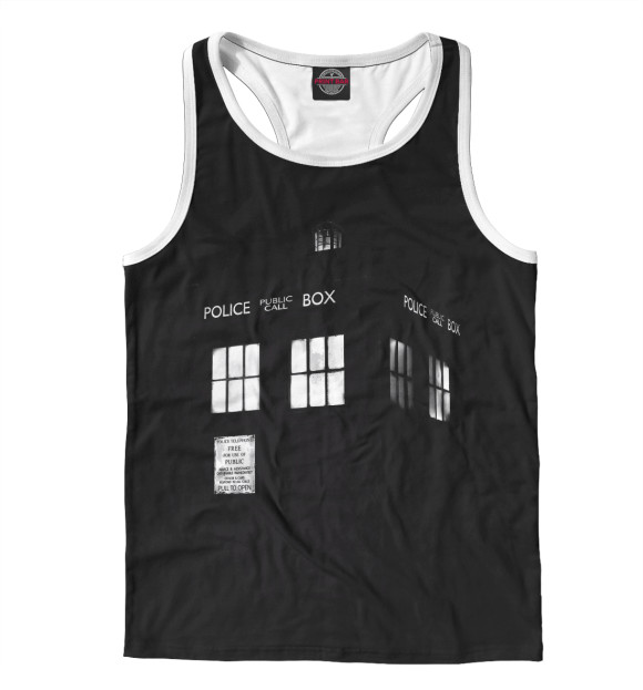 Мужская майка-борцовка с изображением Тардис цвета Белый