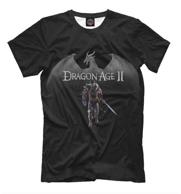Мужская футболка с изображением Dragon Age 2 цвета Черный