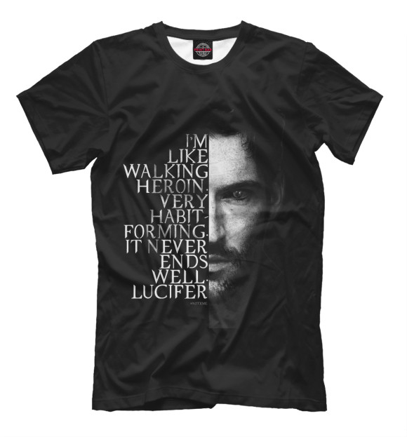 Мужская футболка с изображением Люцифер цвета Черный