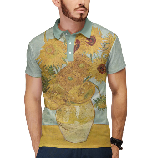 

Поло Print Bar, Белый, Подсолнухи