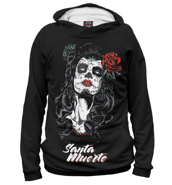 Худи для мальчика с изображением Santa Muerte цвета Белый