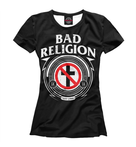 Футболка для девочек с изображением Bad Religion цвета Белый