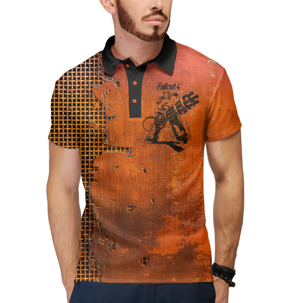 Мужское поло с изображением Red Fallout цвета Белый