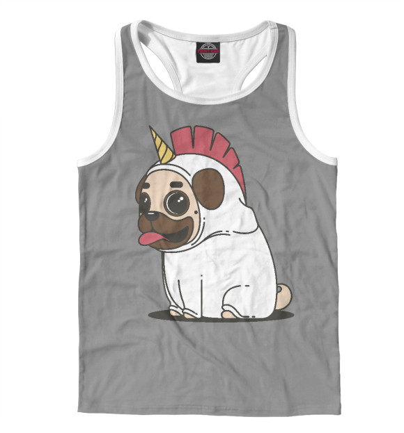 Мужская майка-борцовка с изображением Единорог цвета Белый