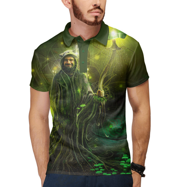 Мужское поло с изображением Болотный дух цвета Белый