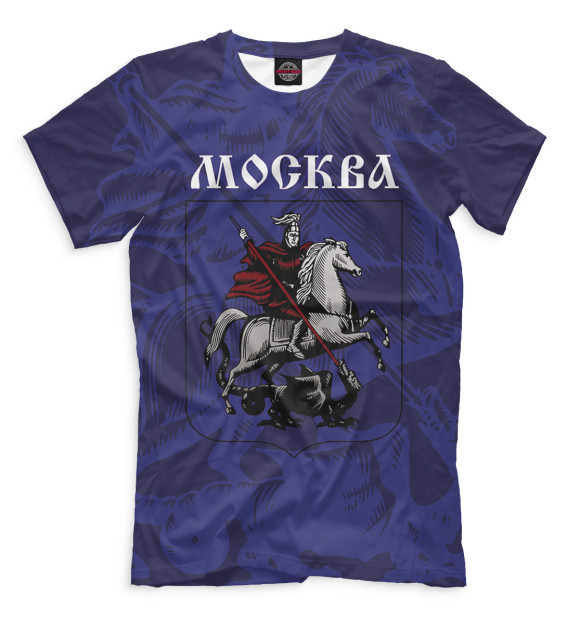 Мужская футболка с изображением Герб Москвы цвета Черный