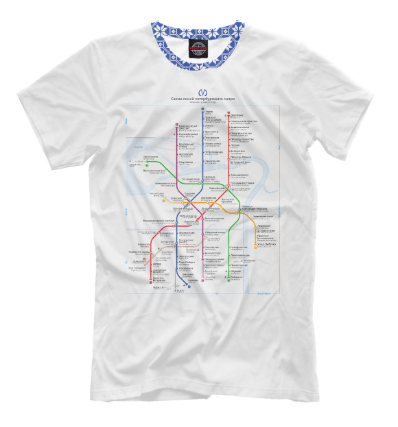 Мужская футболка с изображением Метро Санкт-Петербурга цвета Молочно-белый