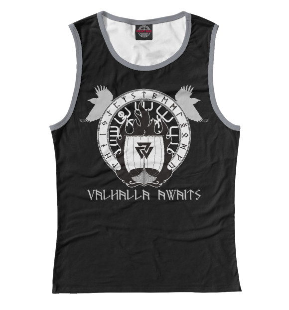 Женская майка с изображением Valhalla awaits цвета Белый