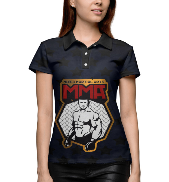 Женское поло с изображением ММА цвета Белый