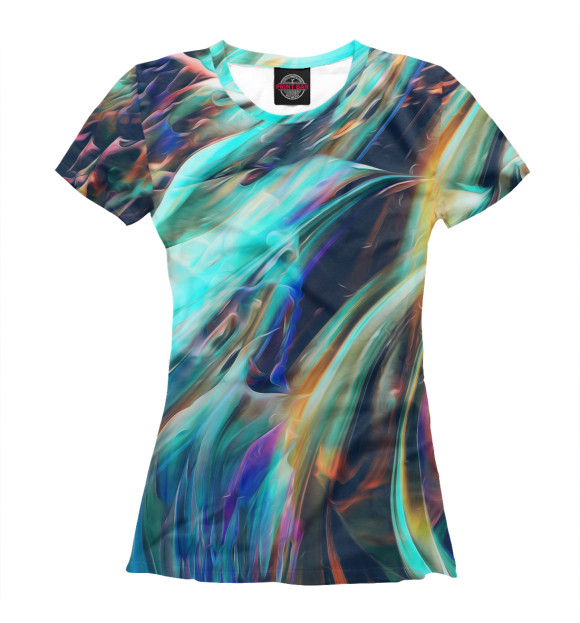 Женская футболка с изображением Абстрактные волны цвета Белый