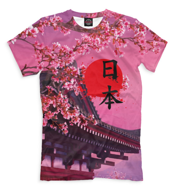 Мужская футболка с изображением Япония цвета Темно-розовый