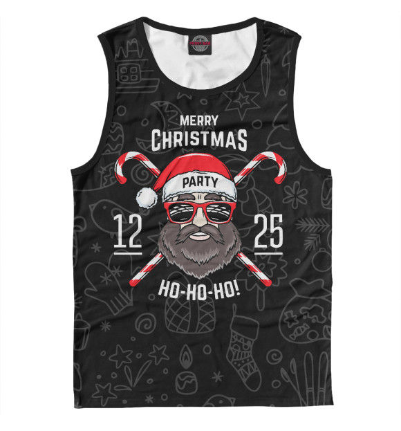 Мужская майка с изображением Santa Hipster цвета Белый