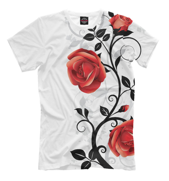 Мужская футболка с изображением Розы на снегу цвета Молочно-белый
