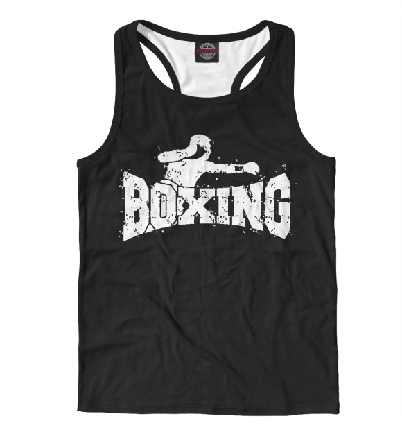 Мужская майка-борцовка с изображением Бокс цвета Белый