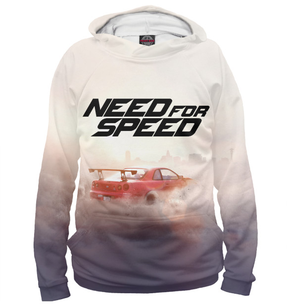 Мужское худи с изображением Need For Speed цвета Белый