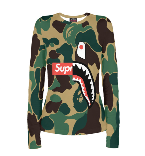 Женский лонгслив с изображением BAPE цвета Белый