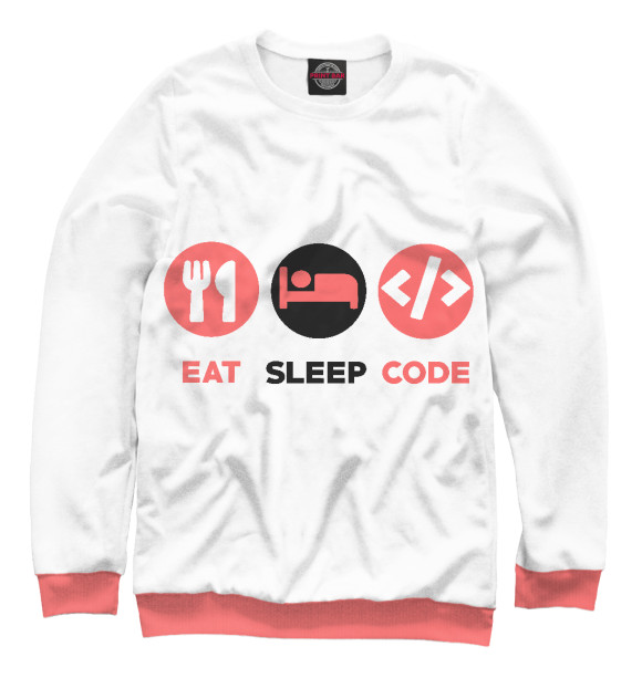 Свитшот для девочек с изображением Eat sleep code цвета Белый