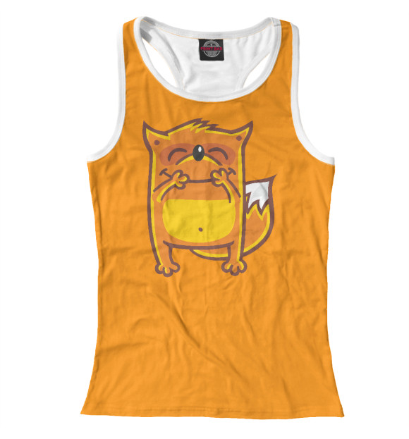 Женская майка-борцовка с изображением Довольная лиса цвета Белый