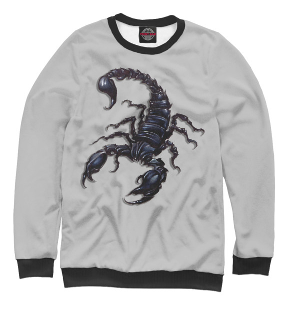 Мужской свитшот с изображением Скорпион цвета Белый