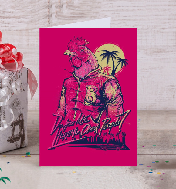 Открытка с притом Hotline Miami цвета Белый Открытка с изображением Hotline Miami цвета Белый