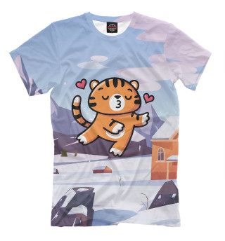 Мужская футболка Влюбленный тигренок