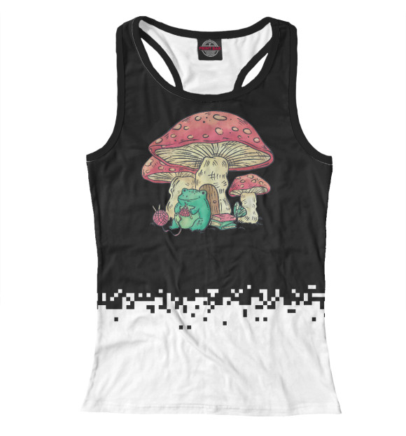 Женская майка-борцовка с изображением Cottage Core Frog Knitting цвета Белый