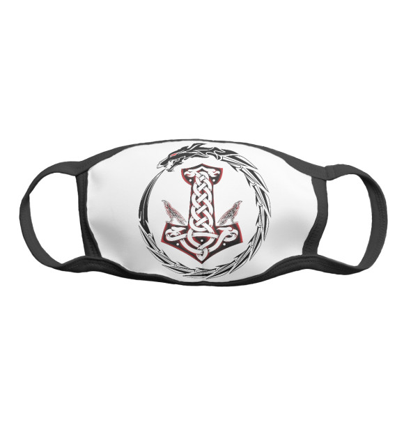 Маска тканевая с изображением Молот Тора в кольце цвета Белый