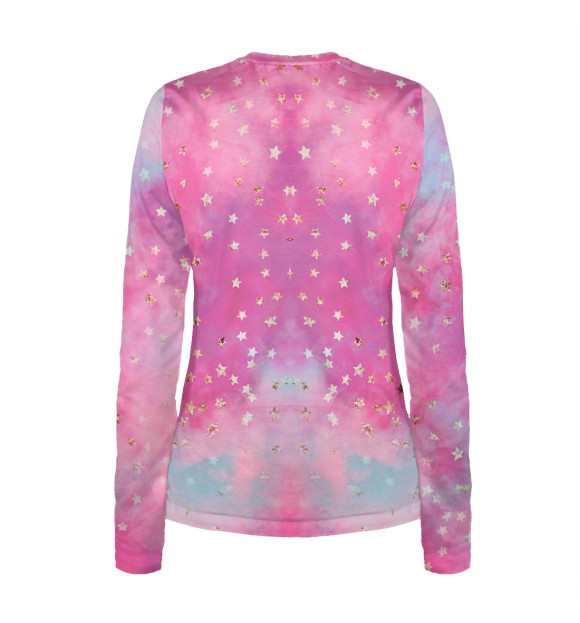 Женский лонгслив с притом Белая пушистая лисичка цвета Белый Женский лонгслив с изображением Белая пушистая лисичка цвета Белый