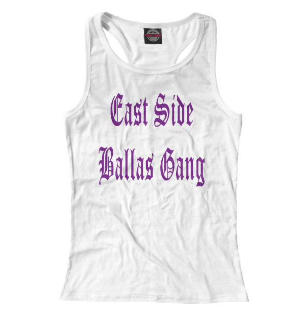 Женская майка-борцовка с притом GTA SA. East Side Ballas Gang цвета Белый Женская майка-борцовка с изображением GTA SA. East Side Ballas Gang цвета Белый