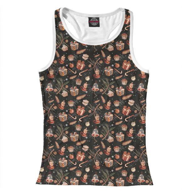 Женская майка-борцовка с изображением Новый Год цвета Белый