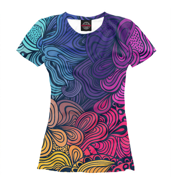 Женская футболка с изображением Psychedelic Rainbow цвета Белый