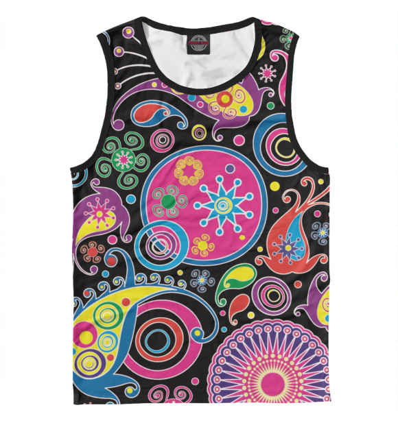 Мужская майка с изображением Психоделический МикроКосмос цвета Белый